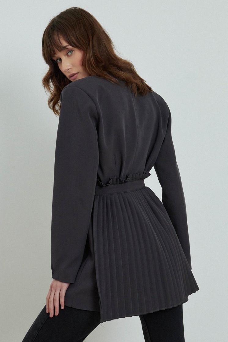 Pilise Aksesuarlı Blazer Antrasit Ceket - 8
