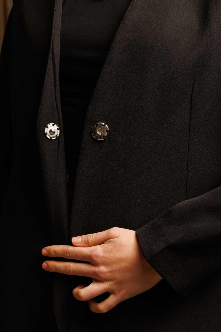 Pilise Aksesuarlı Blazer Siyah Ceket