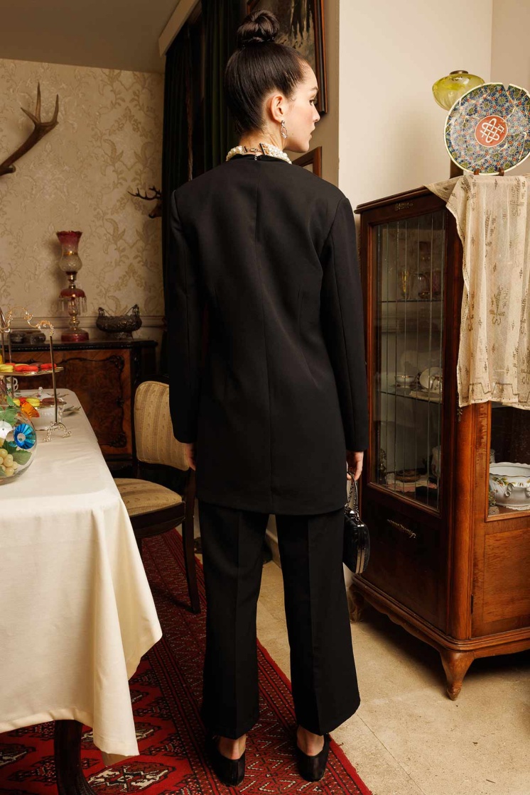 Pilise Aksesuarlı Blazer Siyah Ceket - 6