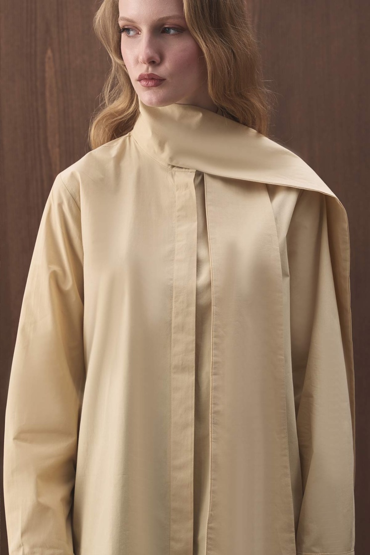 Premium Çıkarılabilir Bağlama Detaylı Poplin Butter Yellow Gömlek