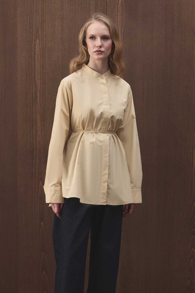 Premium Çıkarılabilir Bağlama Detaylı Poplin Butter Yellow Gömlek - 6