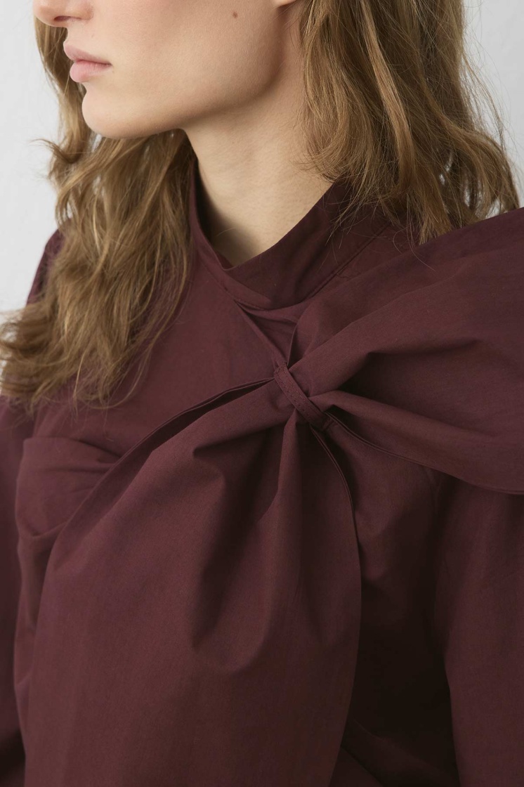 Premium Fiyonk Detaylı Poplin Bordo Gömlek