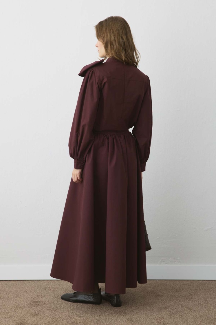 Premium Fiyonk Detaylı Poplin Bordo Gömlek