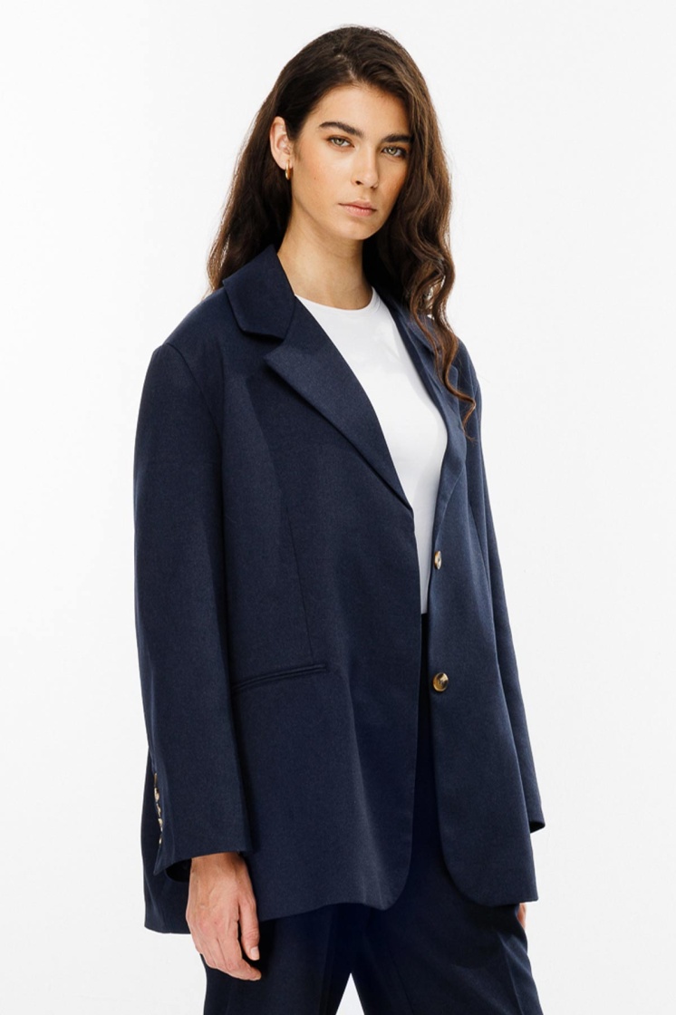 Premium Kemerli Blazer Lacivert Ceket - 5