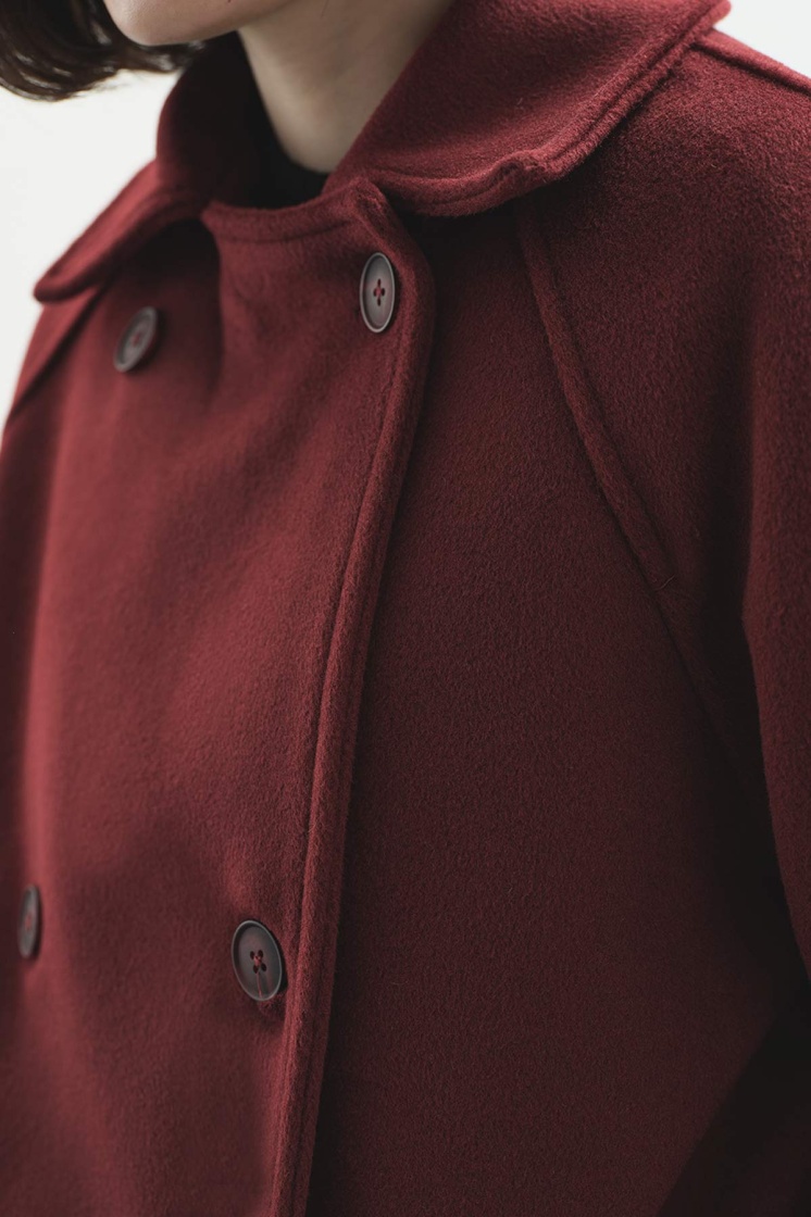 Premium Kruvaze Kaşe Bordo Kaban - 6