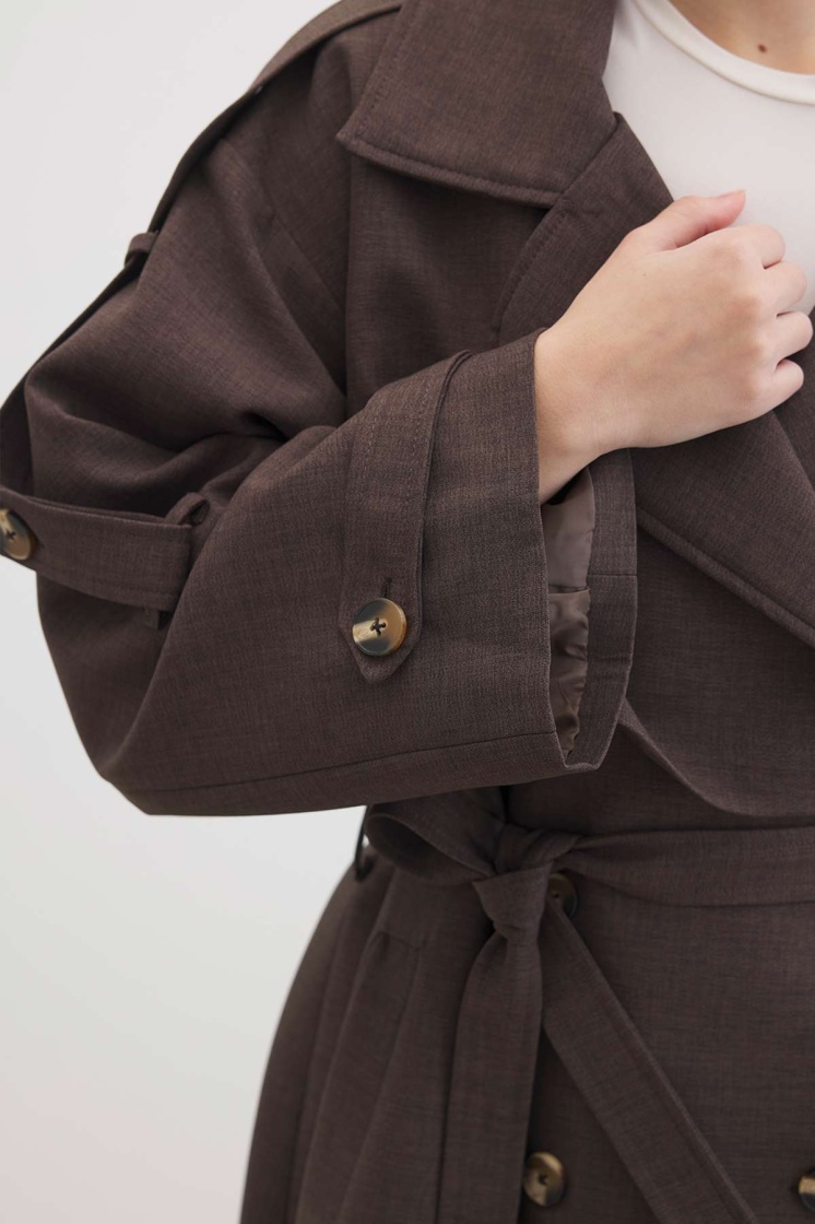Premium Oversize Acı Kahve Trençkot - 6