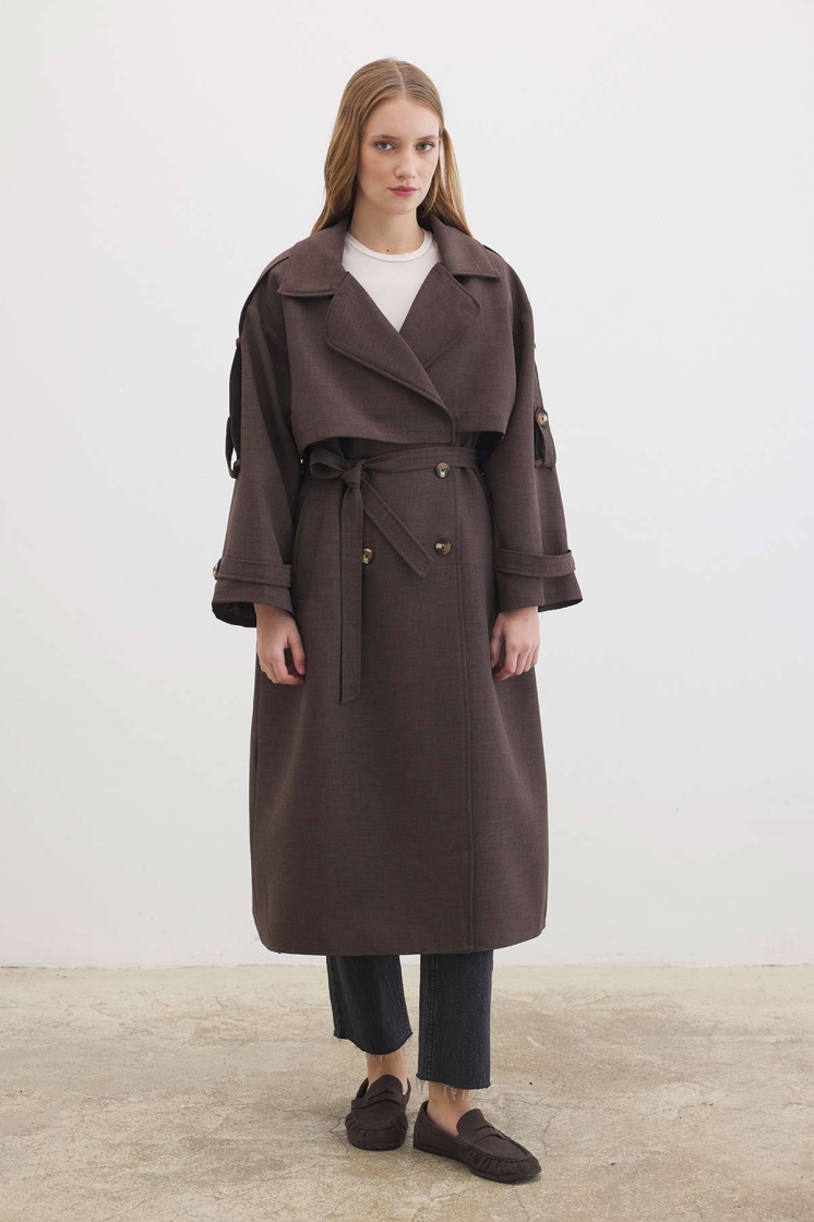 Premium Oversize Acı Kahve Trençkot