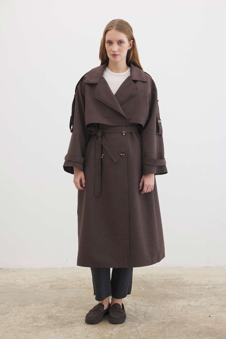 Premium Oversize Acı Kahve Trençkot