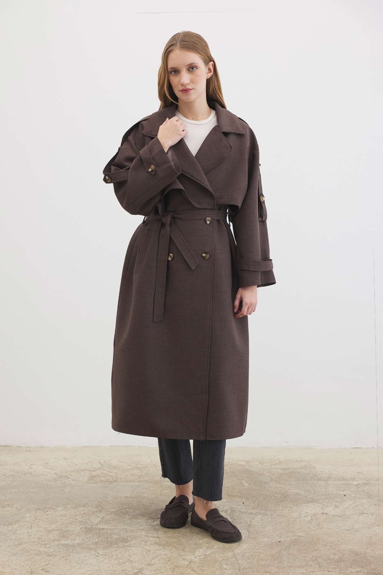 Premium Oversize Acı Kahve Trençkot