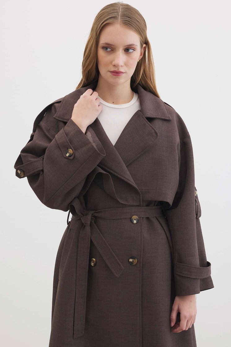 Premium Oversize Acı Kahve Trençkot