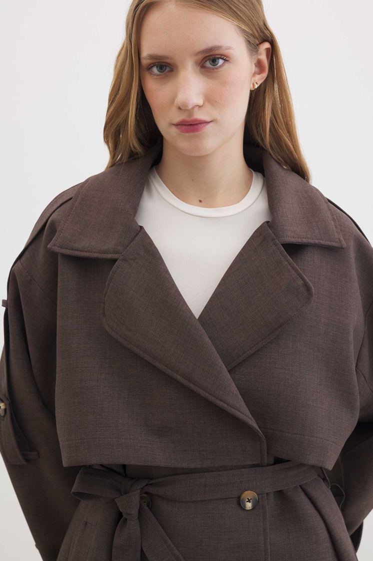 Premium Oversize Acı Kahve Trençkot - 5