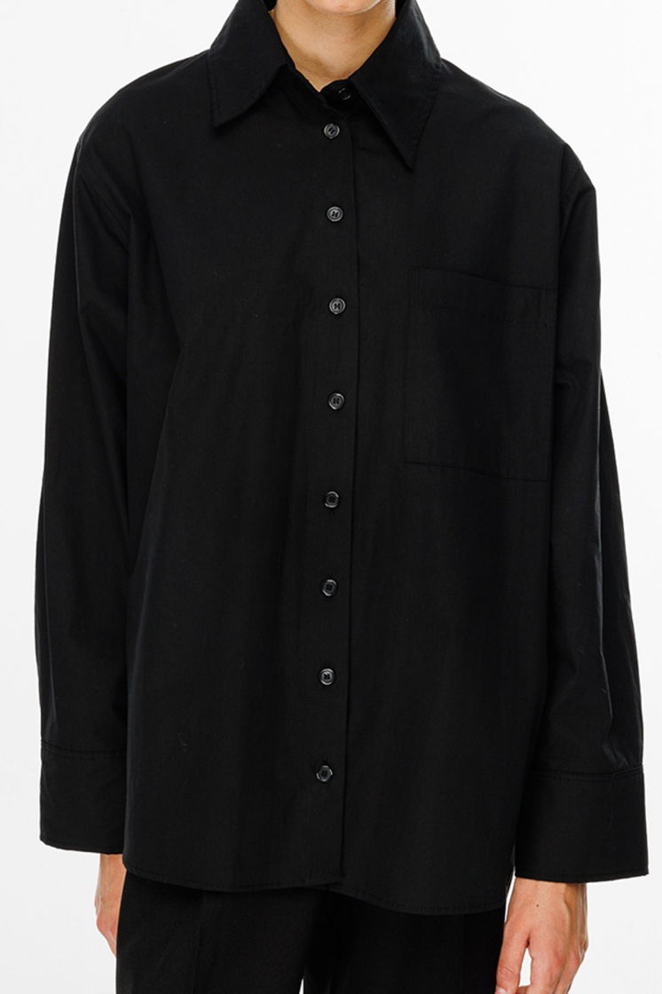 Premium Oversıze Basic Poplin Siyah Gömlek