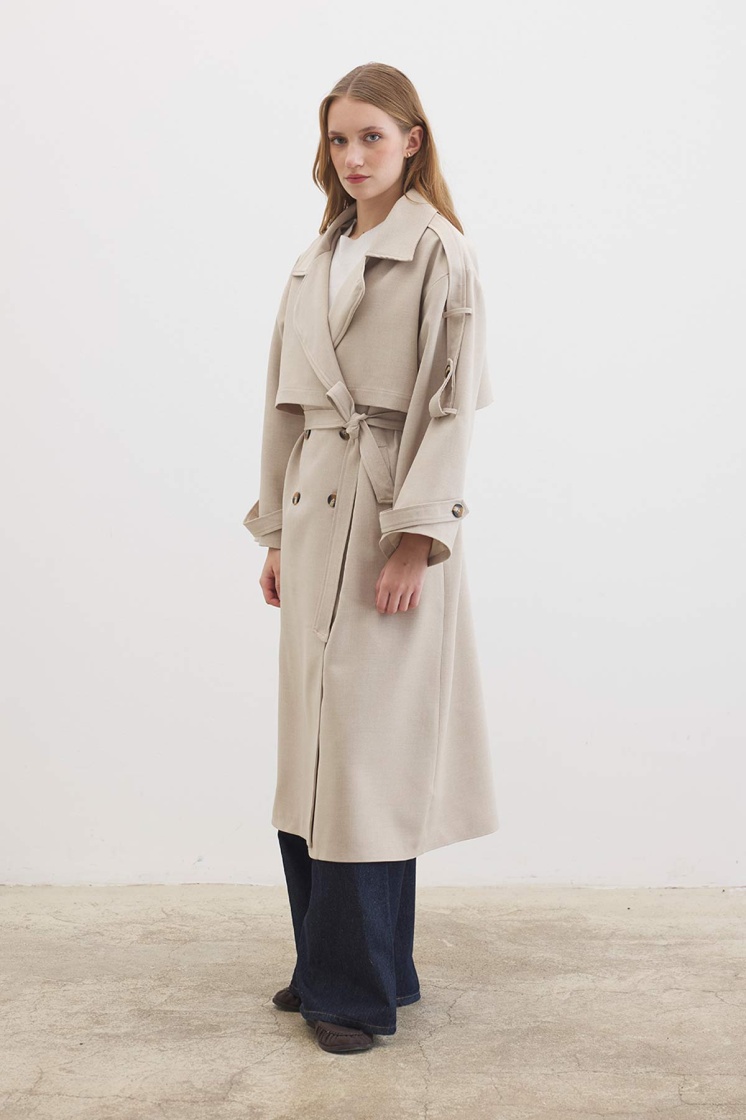Premium Oversize Bej Trençkot