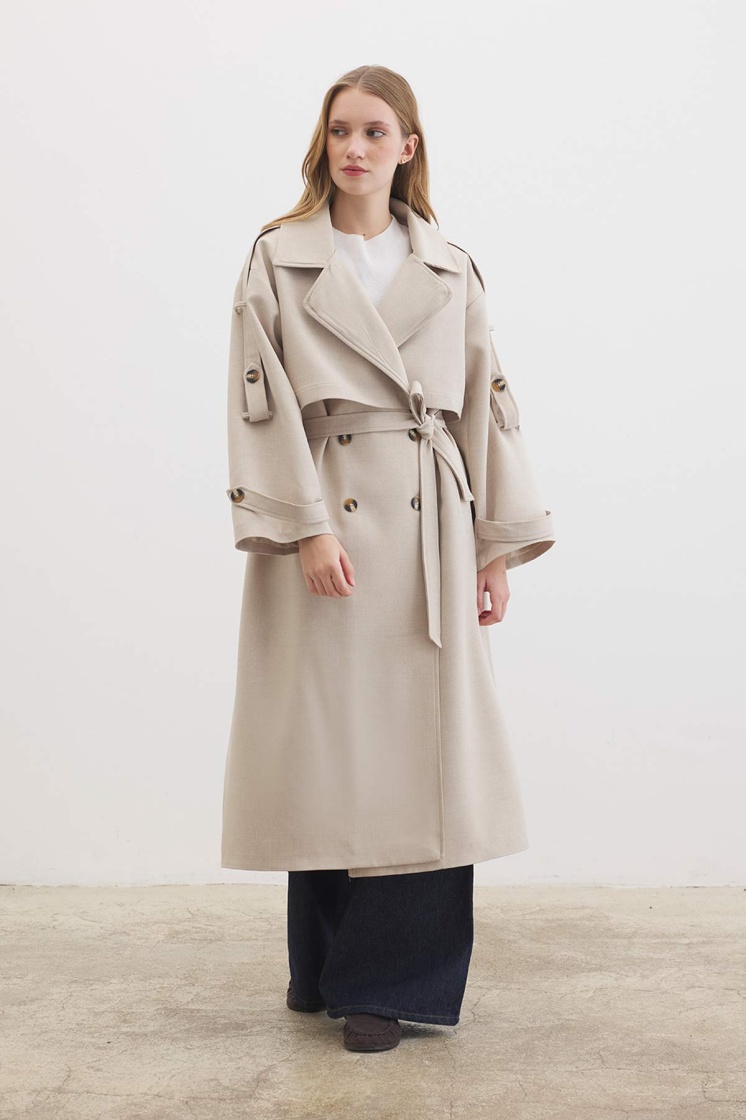 Premium Oversize Bej Trençkot