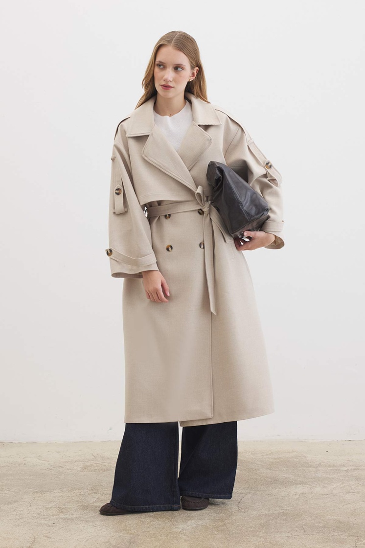 Premium Oversize Bej Trençkot