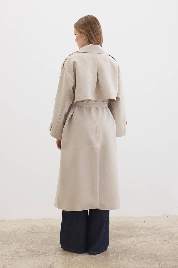 Premium Oversize Bej Trençkot - 7