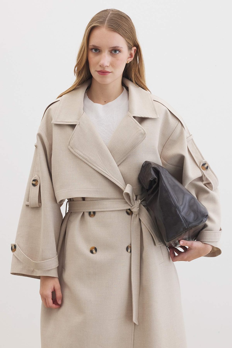 Premium Oversize Bej Trençkot - 6