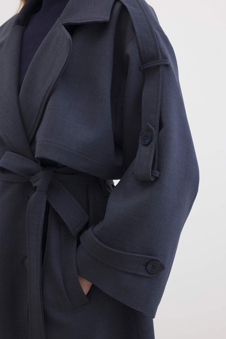 Premium Oversize Lacivert Trençkot
