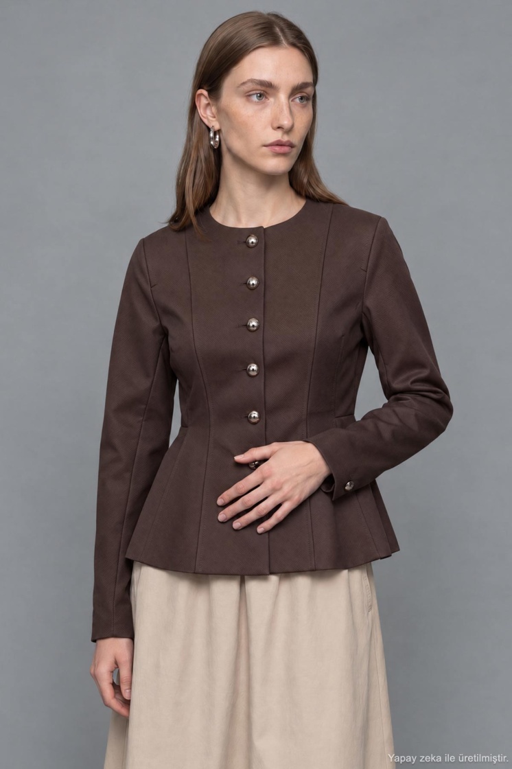 Premium Peplum Form Kahve Ceket