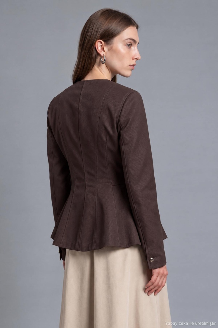 Premium Peplum Form Kahve Ceket