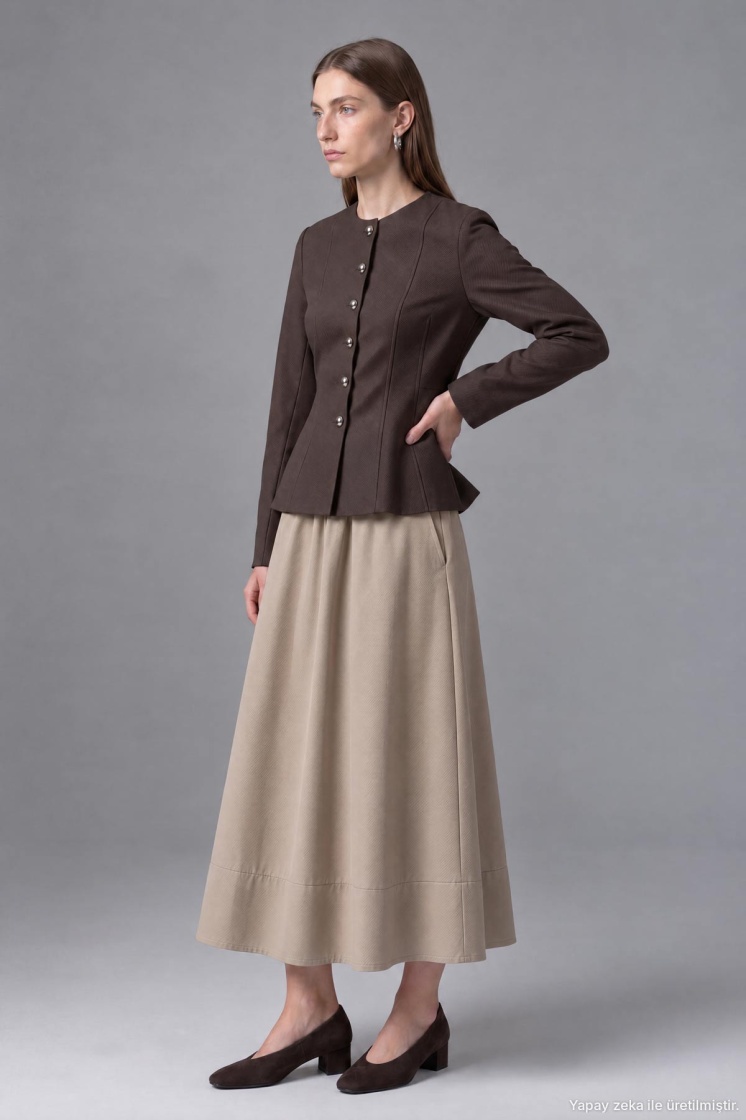 Premium Peplum Form Kahve Ceket