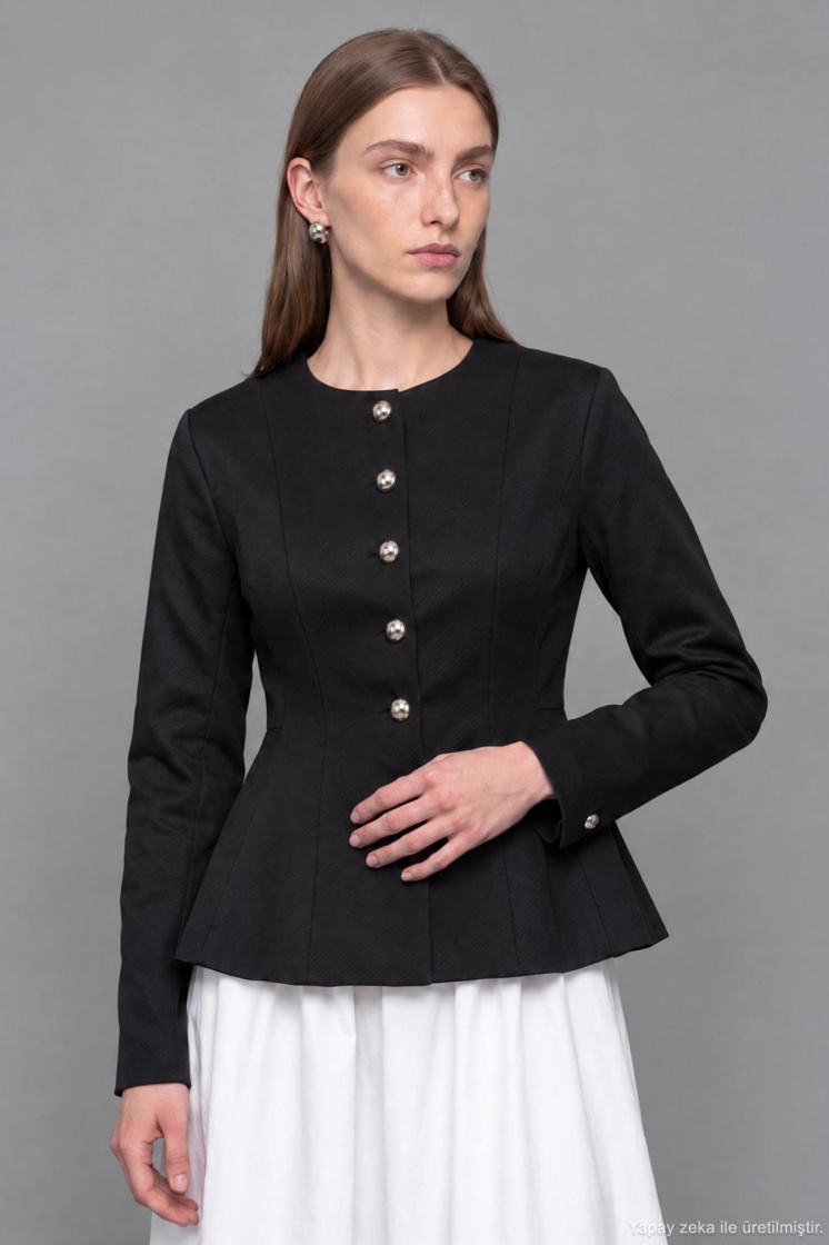 Premium Peplum Form Siyah Ceket