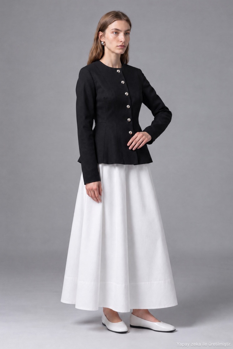 Premium Peplum Form Siyah Ceket