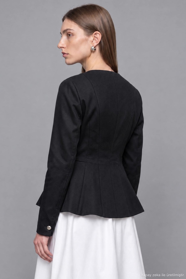 Premium Peplum Form Siyah Ceket