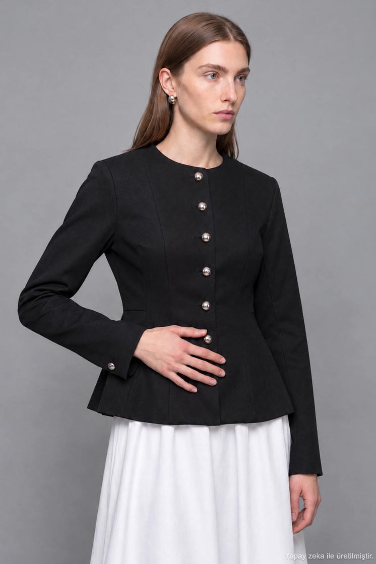 Premium Peplum Form Siyah Ceket