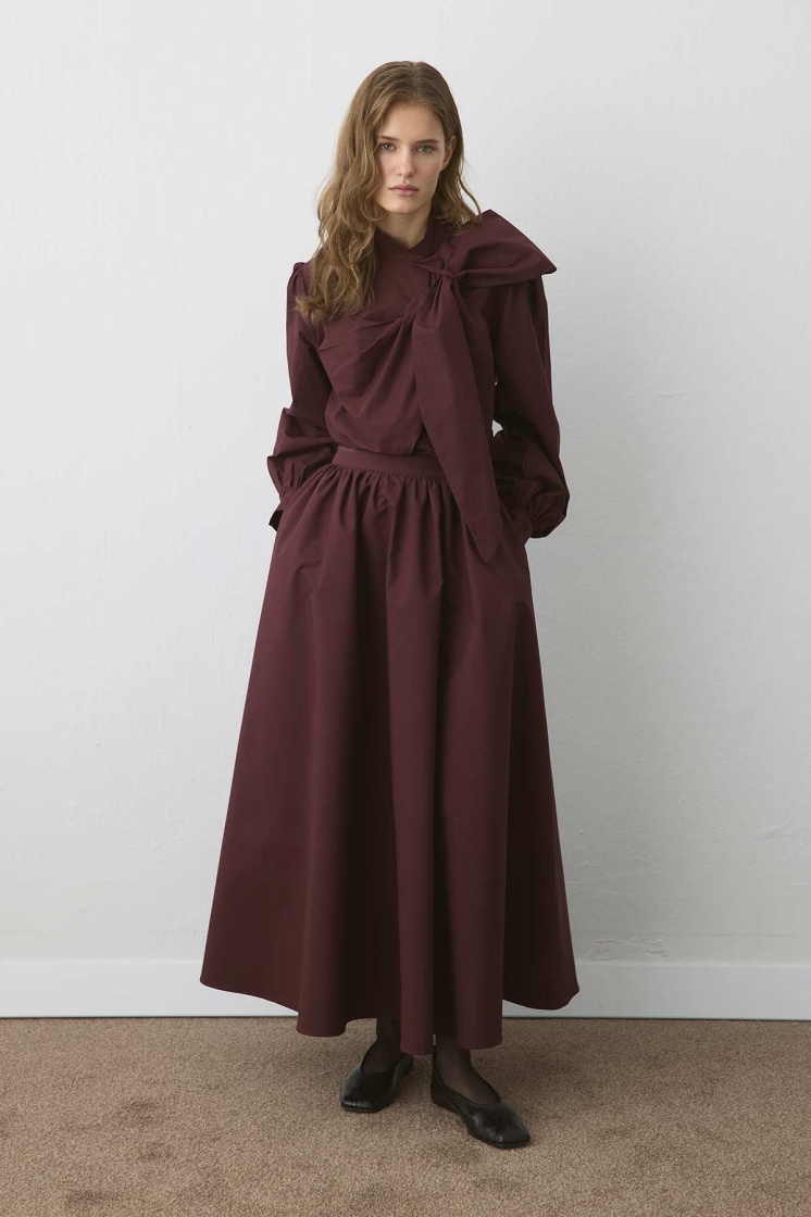 Premium Poplin Balon Bordo Etek
