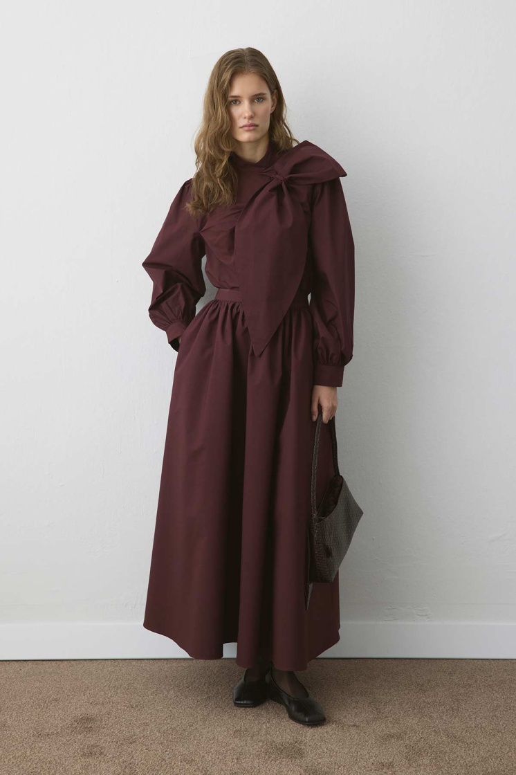 Premium Poplin Balon Bordo Etek - 5
