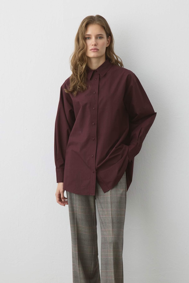 Premium Poplin Bordo Gömlek