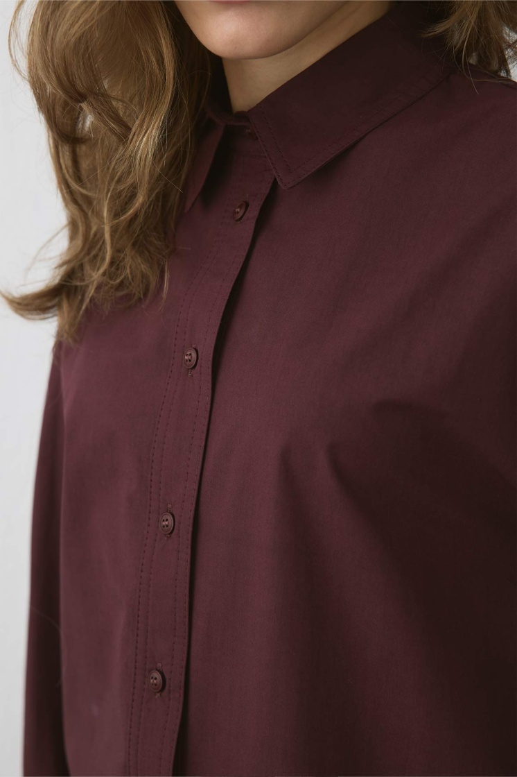 Premium Poplin Bordo Gömlek