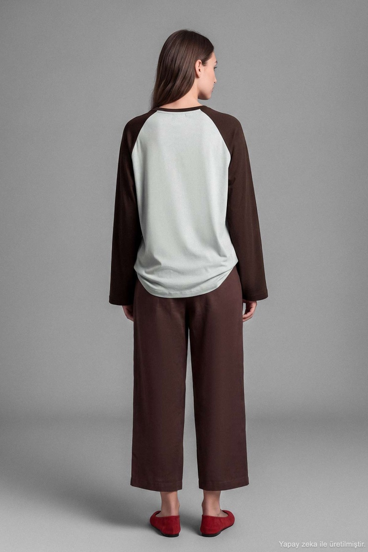 Reglan Çift Renk Kahve Tişört - 5