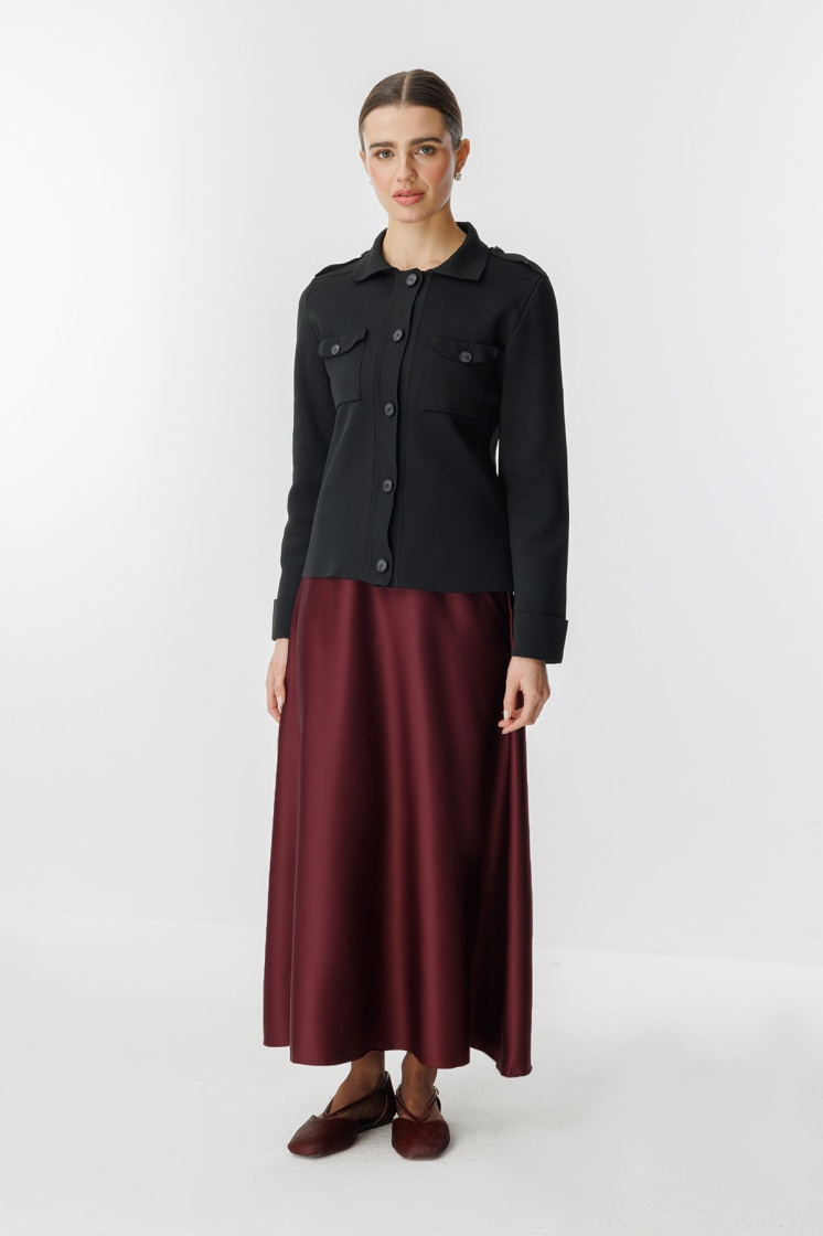 Saten Bordo Etek