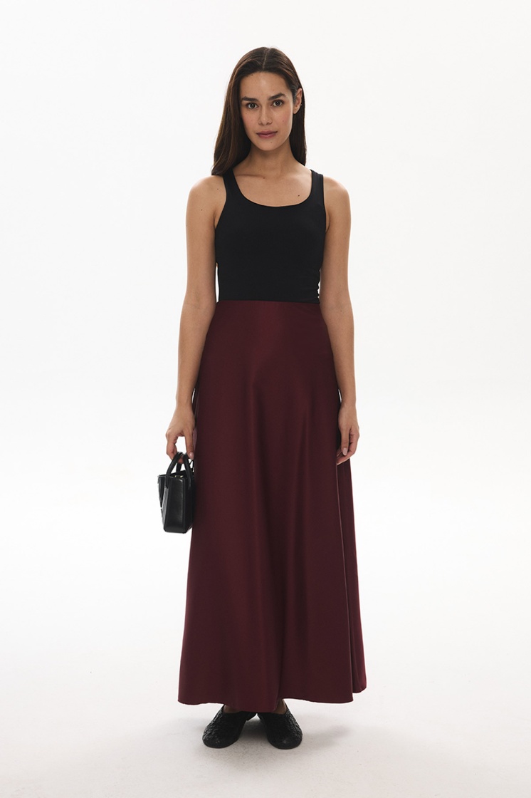 Saten Bordo Etek