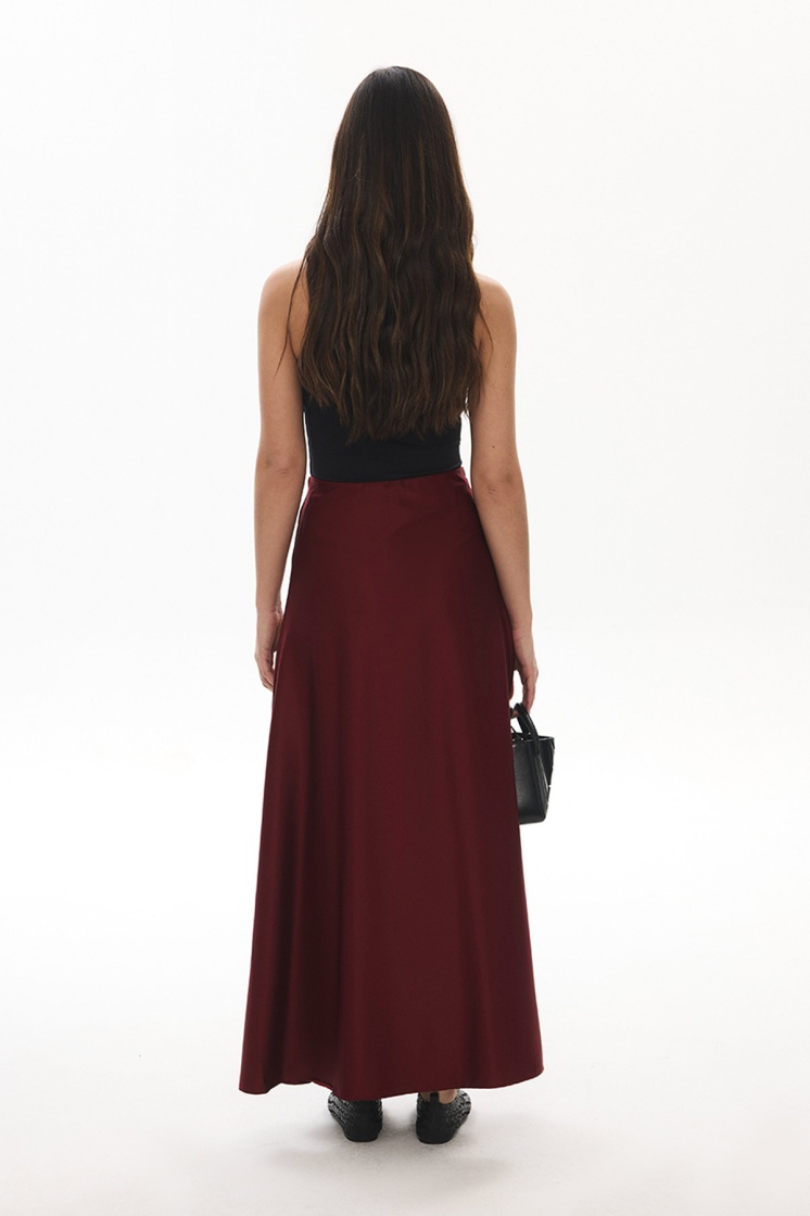 Saten Bordo Etek