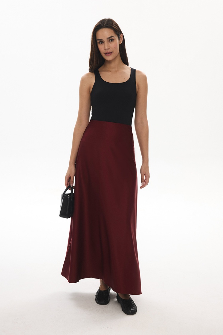 Saten Bordo Etek