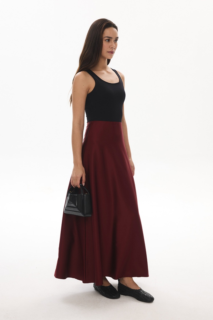 Saten Bordo Etek