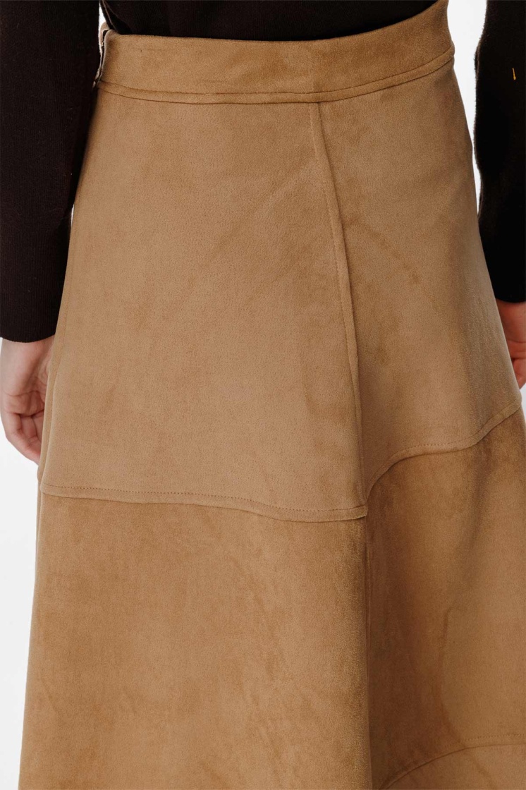 Suede Süet Camel Uzun Etek - 6