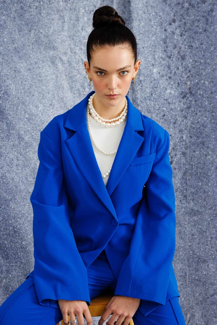 Tek Düğmeli Kruvaze Fit Blazer Lacivert Ceket - 7