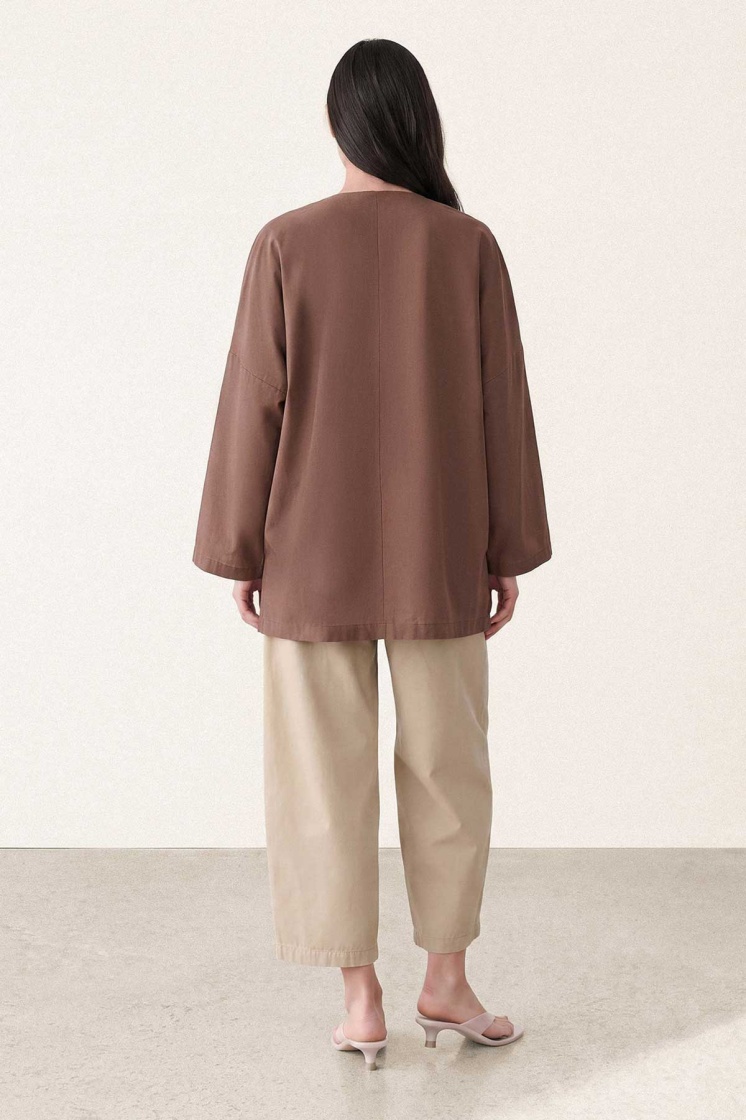 V Yaka Oversize Bakır Bluz - 5