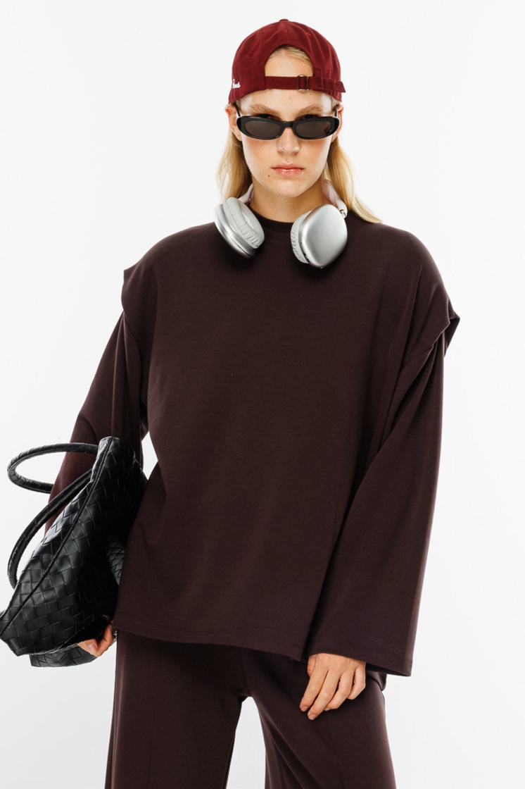 Vatkalı Compact Pamuk Acı Kahve Sweatshirt