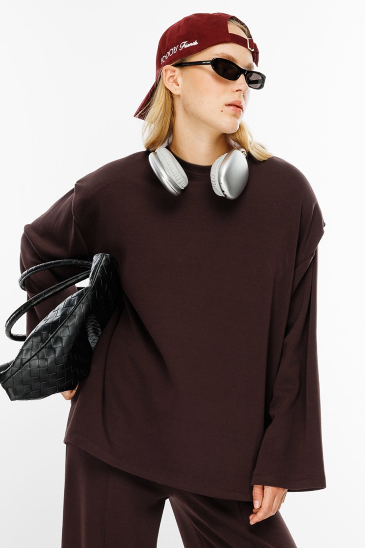 Vatkalı Compact Pamuk Acı Kahve Sweatshirt - 6