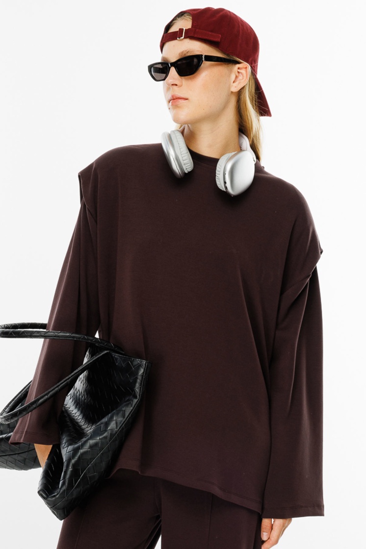 Vatkalı Compact Pamuk Acı Kahve Sweatshirt