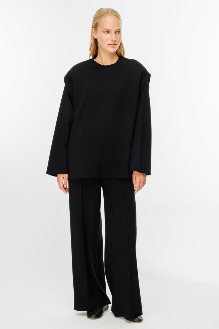 Vatkalı Compact Pamuk Siyah Sweatshirt