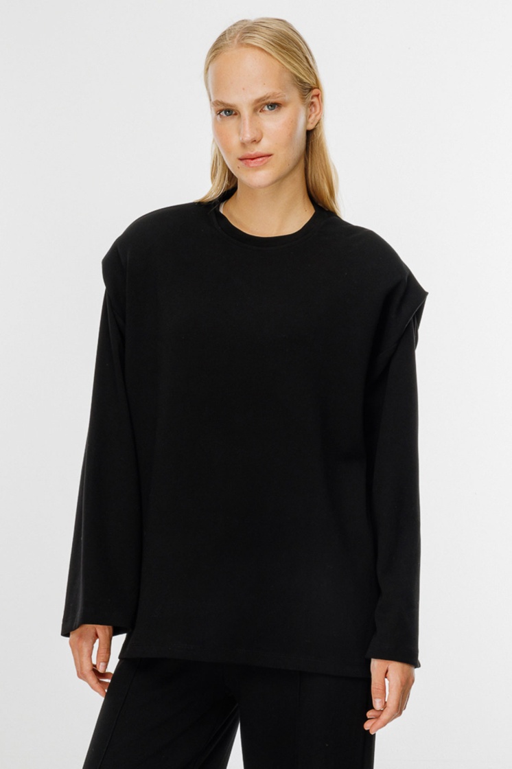 Vatkalı Compact Pamuk Siyah Sweatshirt