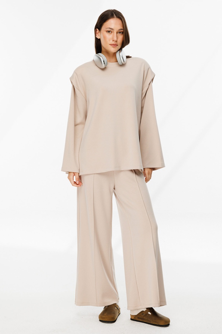 Vatkalı Compact Pamuk Taş Sweatshirt