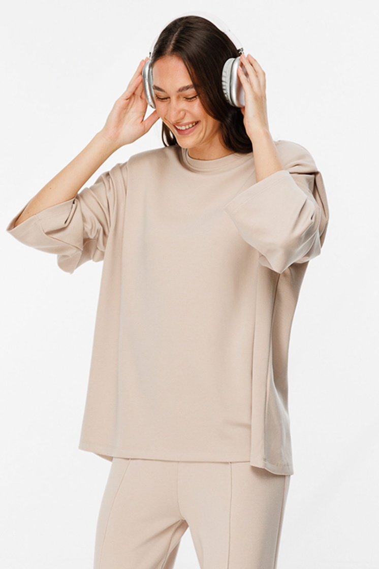 Vatkalı Compact Pamuk Taş Sweatshirt - 6