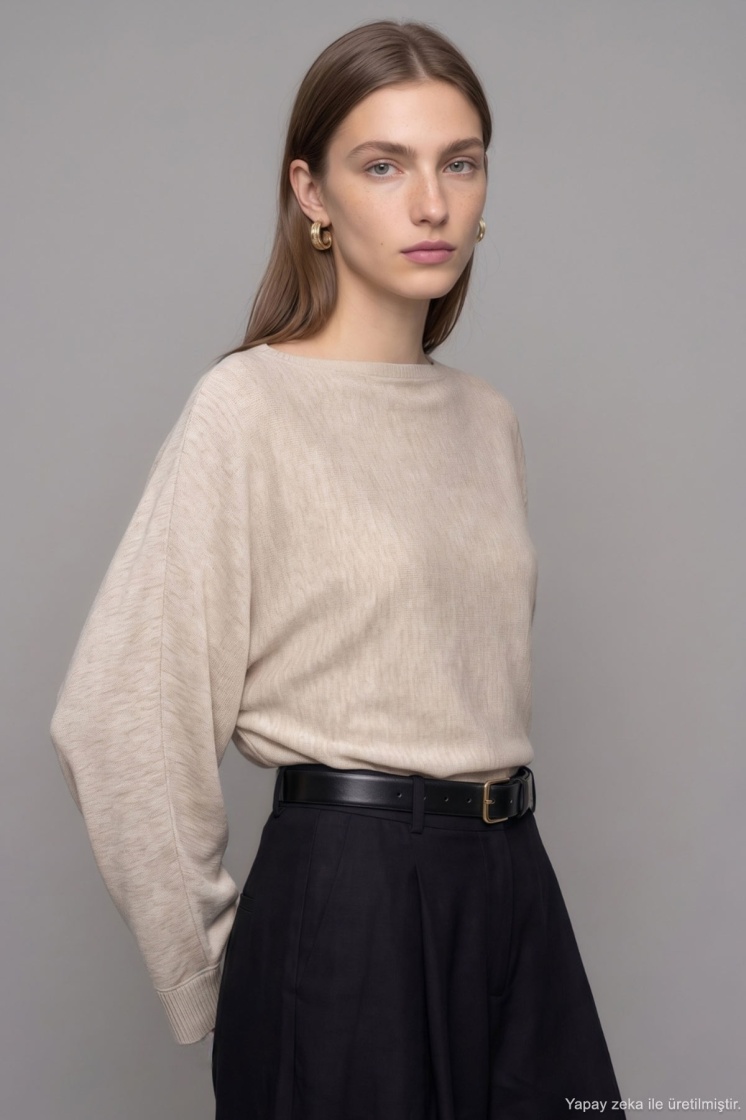 Vera Dökümlü Triko Taş Bluz - 1